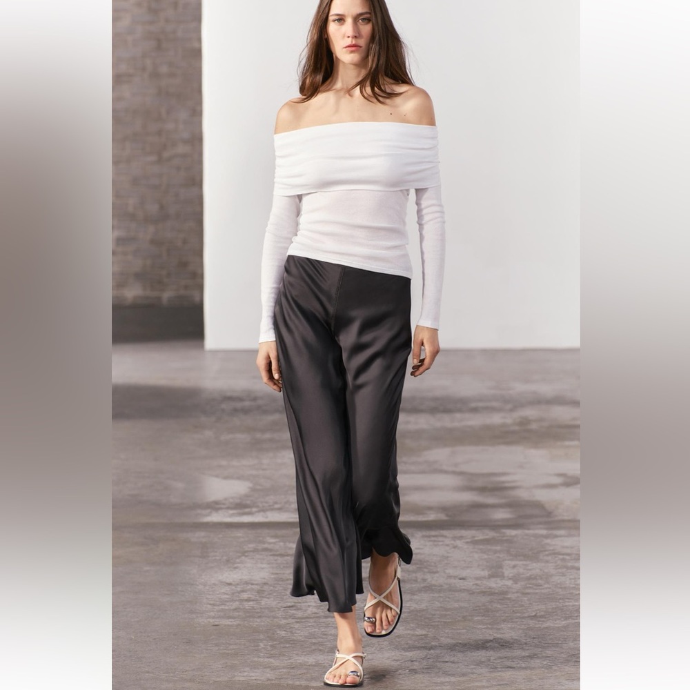 ZARA SATIN EFFECT MIDI SKIRT ZW COLLECTION - Picture 2 of 10